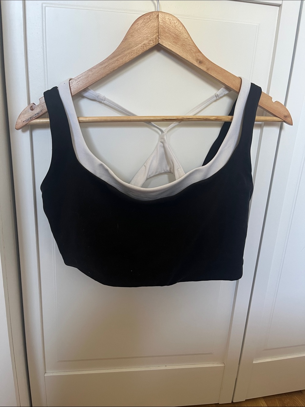 Athleta Black Bra with double white bra